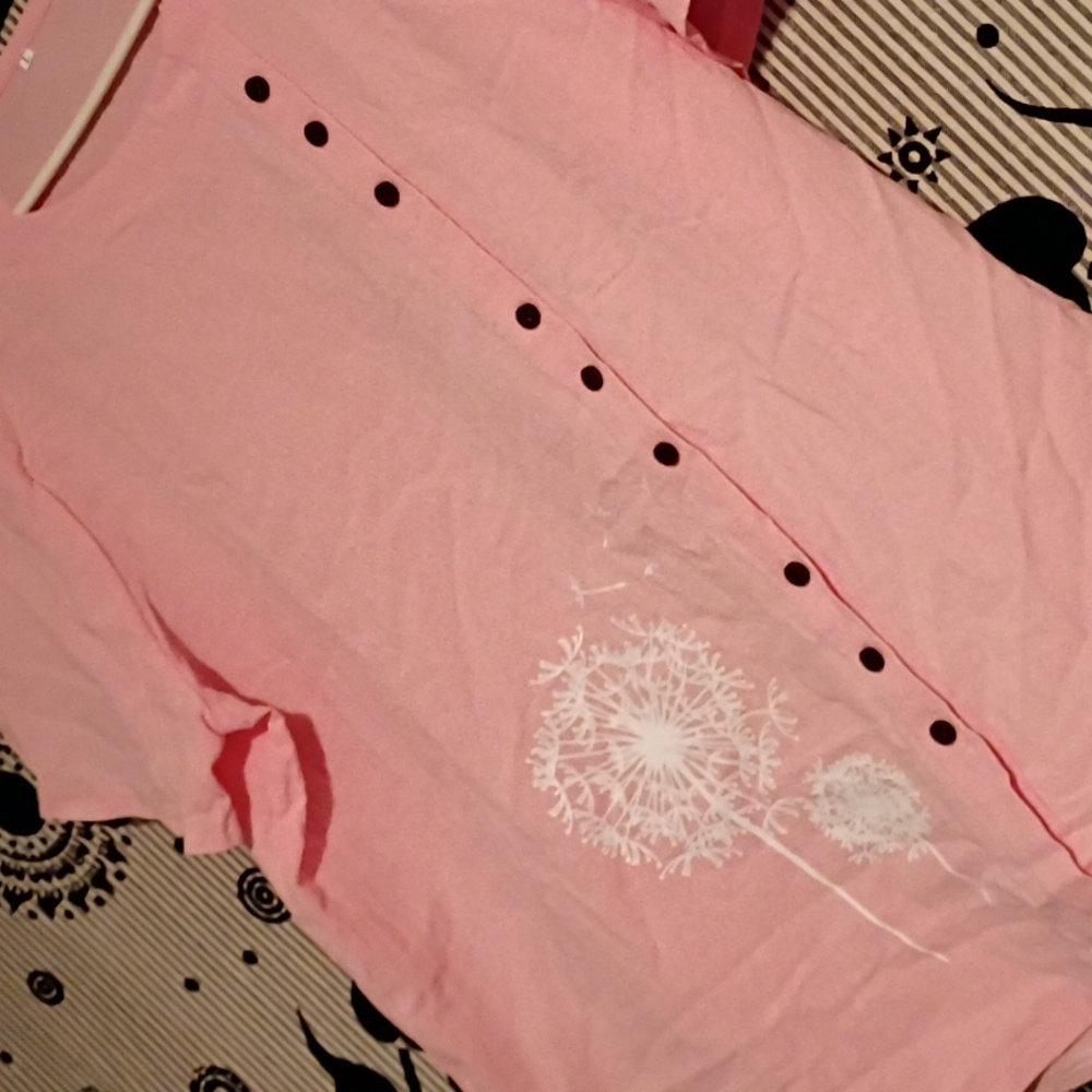 Nwot Temu Pink Dandelion Boxy Fit Top - Picture 2 of 4